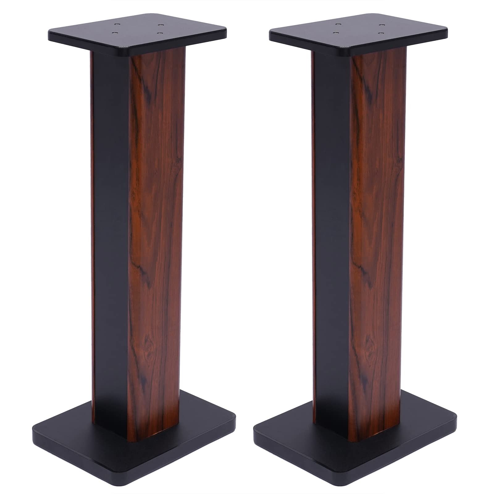 28" Wood Speaker Stands 1 Pair Yellow Sandalwood/Black Walnut for HiFi Bookshelf