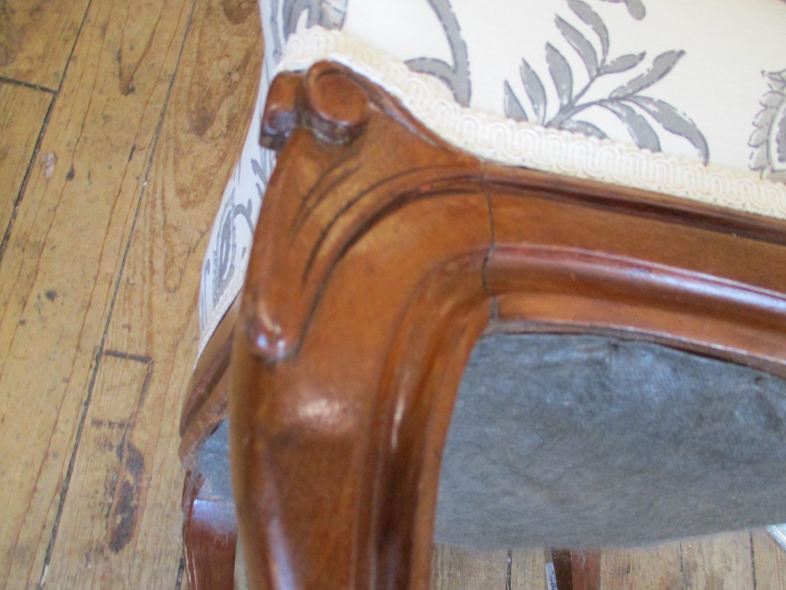 Antique French Style Walnut Framed Foot Stool
