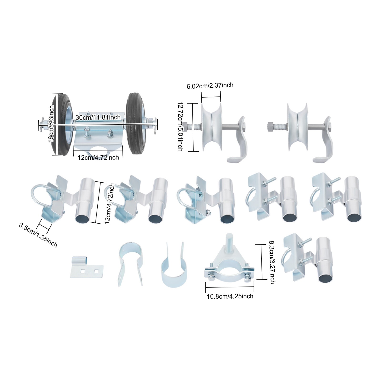 272kg/600 lbs Rolling Gate Hardware Heavy Duty Sliding Gate Rollers Wheels Kit