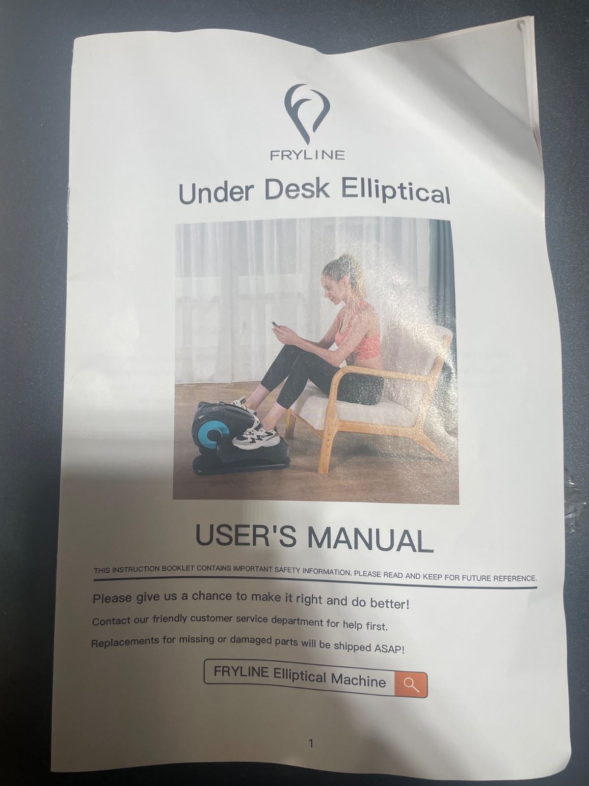 fryline under desk elliptical machine with remote open box