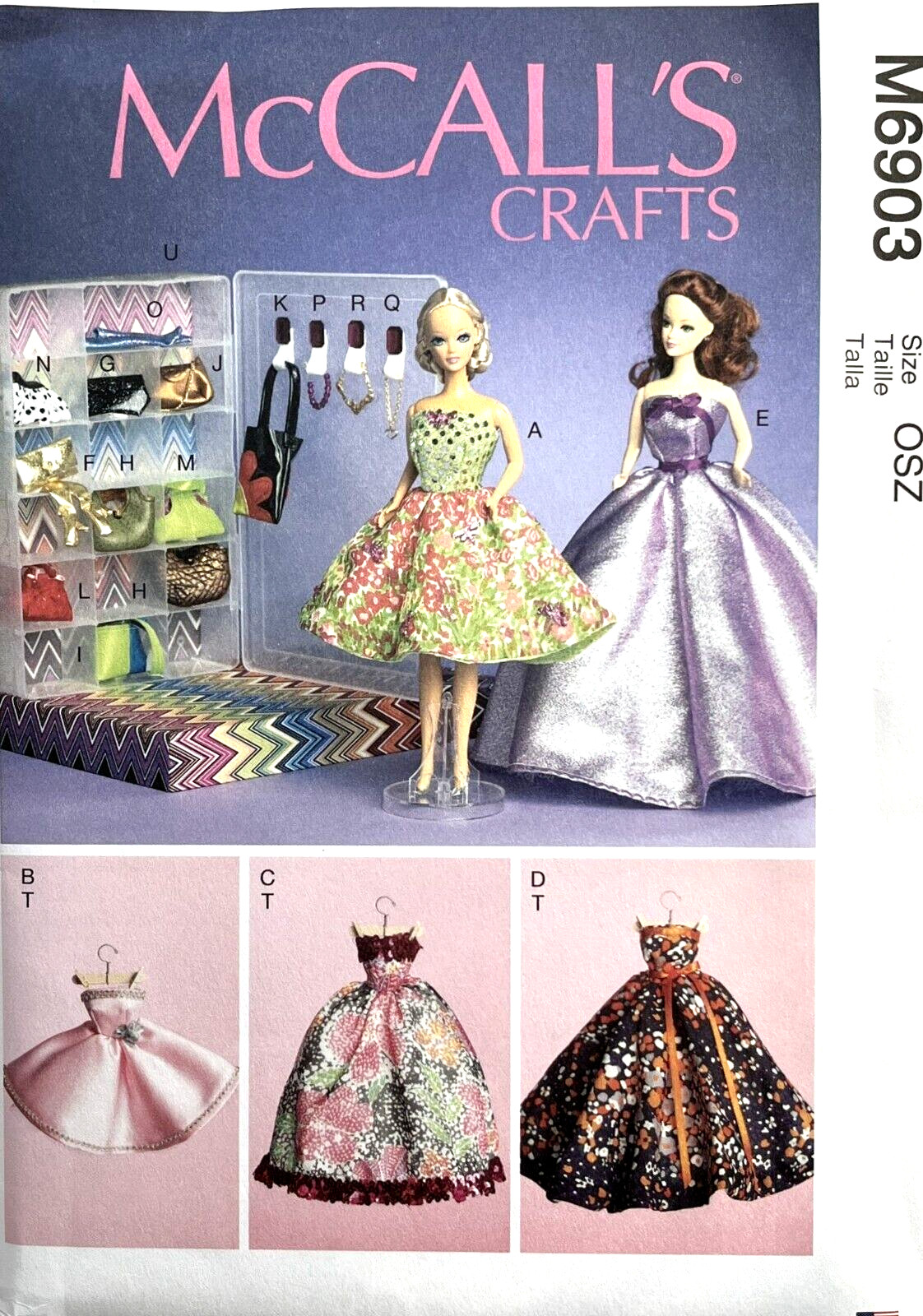 McCall's M6903  11 1/2" Dolls Clothes, Accessories, Clothing & Accessory Box