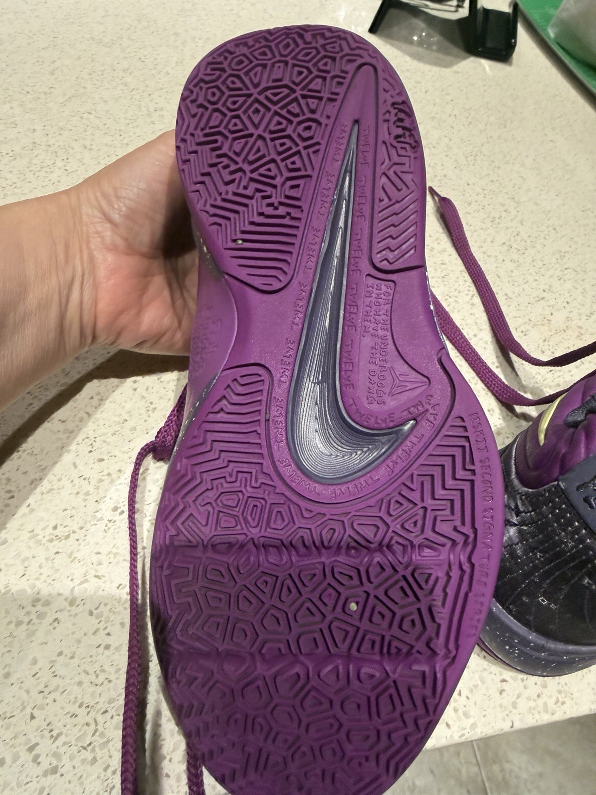 Nike Purple Yellow Athletic Shoes Unisex Kids Mesh Gold Logo Lace Up