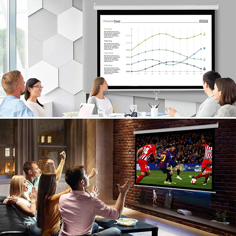 80 inch 16:9 Manual Pull Down Projector Projection Screen Home Theater Movie
