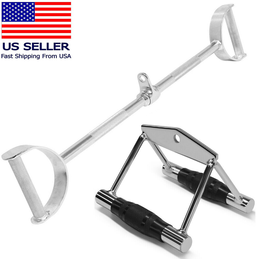 Home Gym Cable Attachment Handle Machine Strength Exercise Chrome Press Down LAT