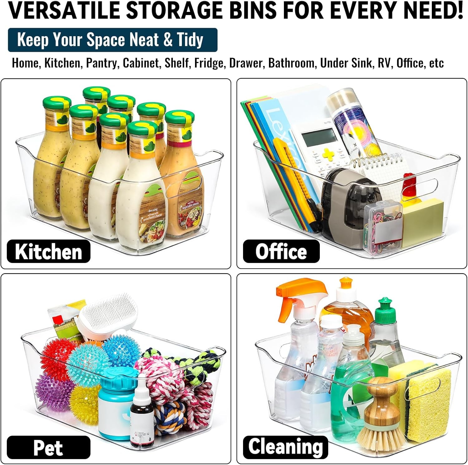12-Piece Multifunctional Clear Plastic Storage Box Set (Includes Labels)