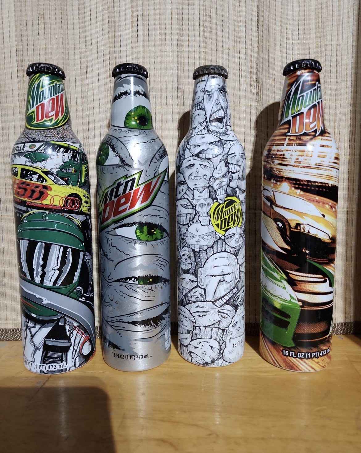 Mountain Dew Green Label Art Aluminum Bottle Collector Item