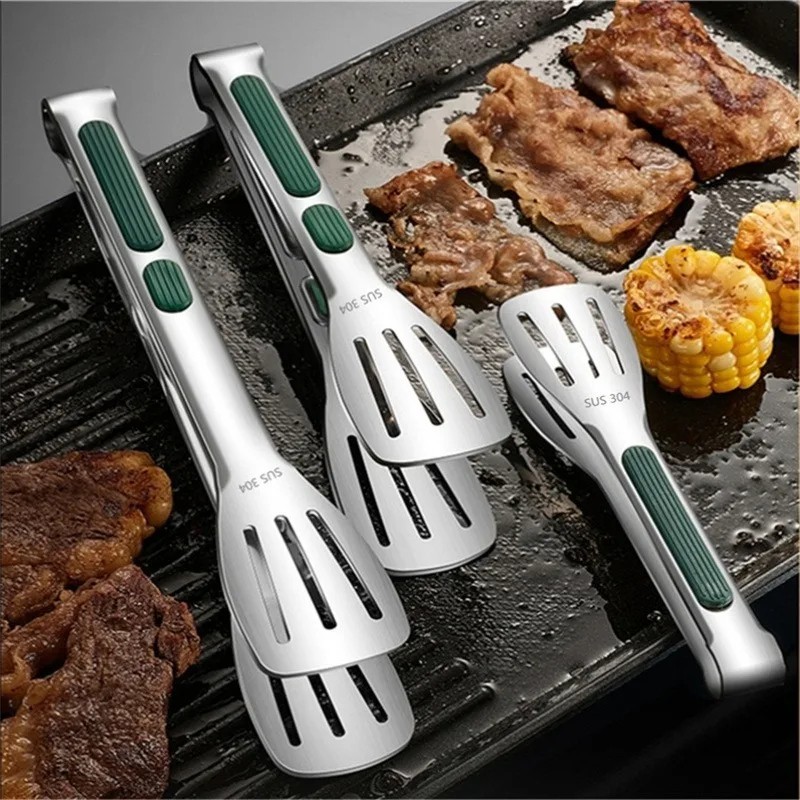 Stainless Steel Kitchen Tongs Food Serving Grill Multi Purpose Cooking Tongs US