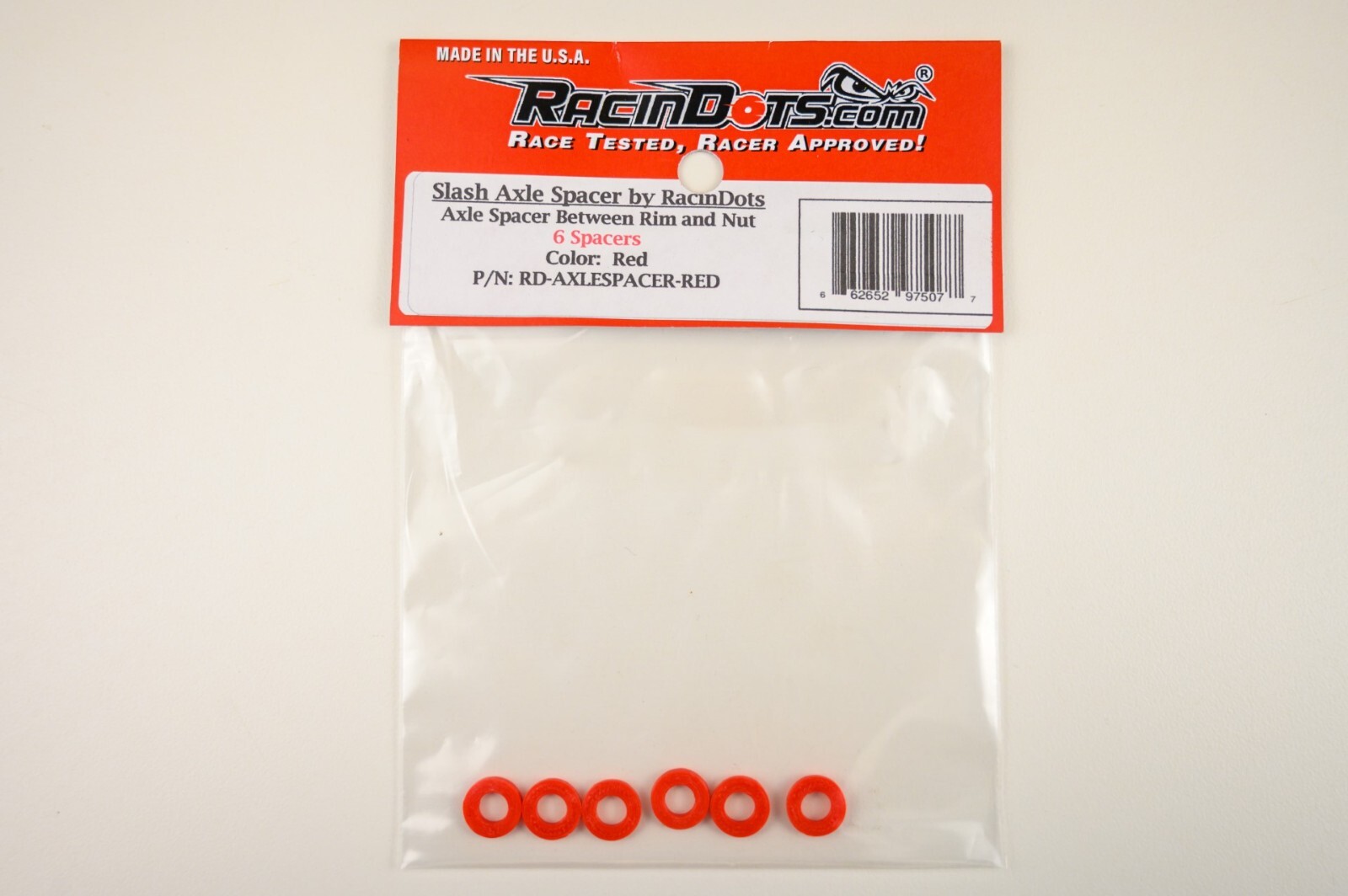 Racin Dots Axle Spacer For Right Front Wheel (Traxxas Slash Rims) Red