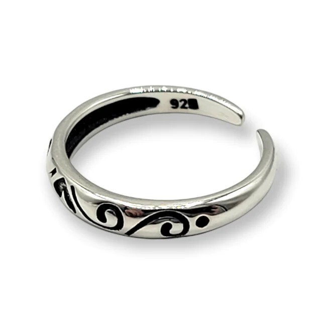 Sterling Silver Ring Stamped .925 Adjustable Black Heart Toe Ring Mid Ring