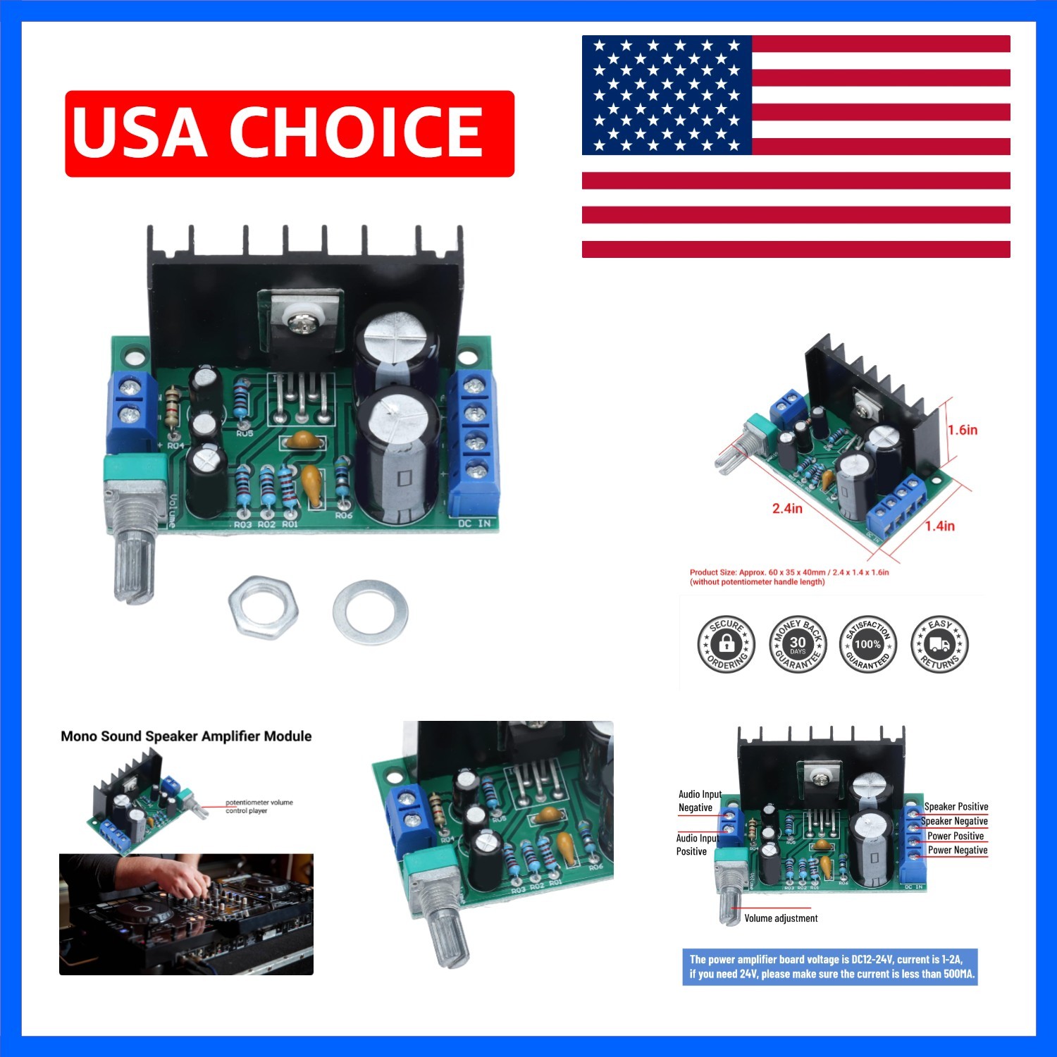 Mono Amplifier Board 5W to 120W High Power Single Channel AMP Module for Subw...