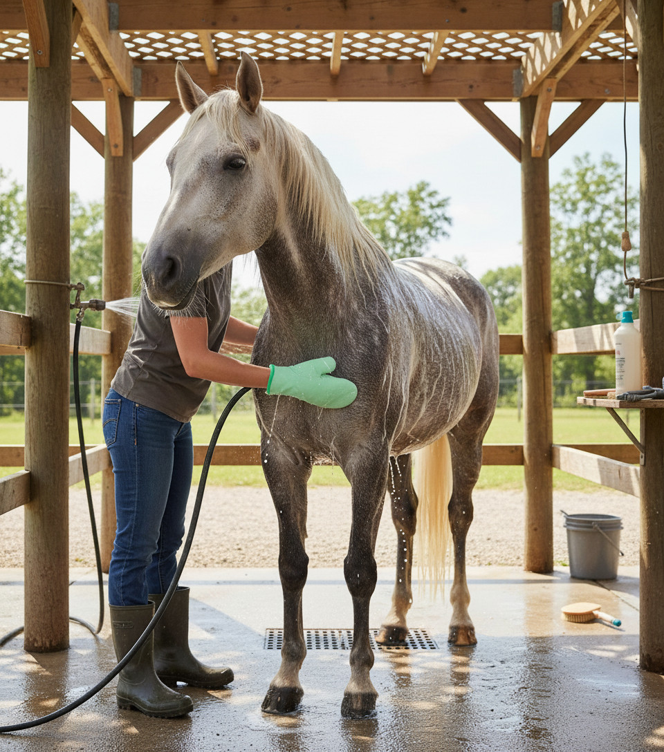 Sisal and Terry Bath & Grooming Mitt Glove for Horse or Dog by Equine Organix