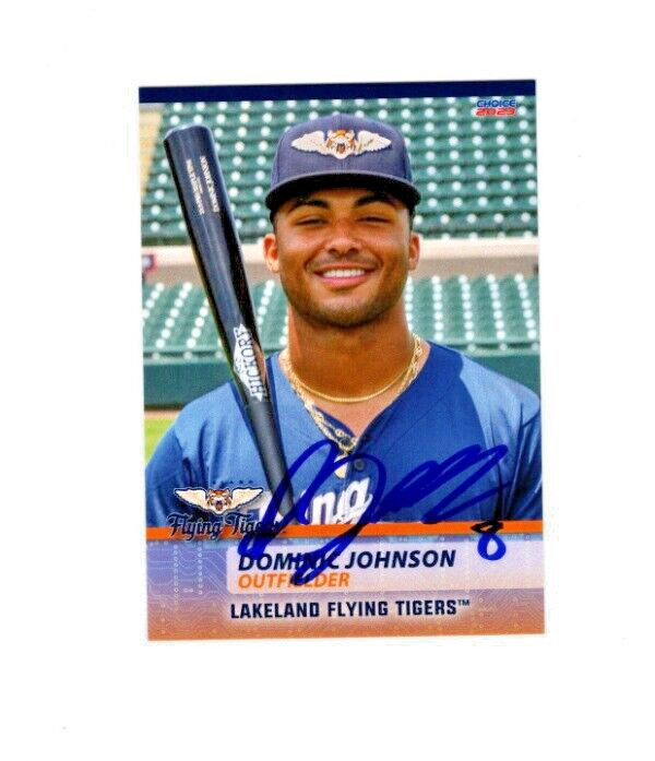 Dominic Johnson 2023 Lakeland Flying Tigers signed autograph baseball card