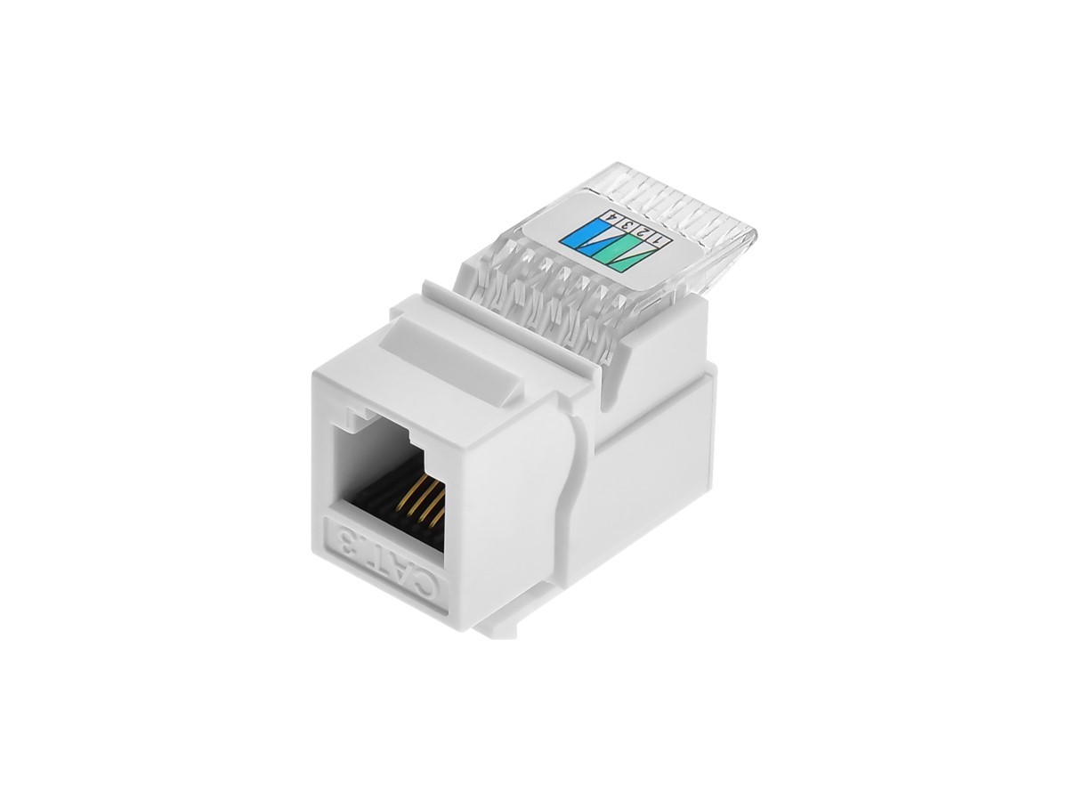 Monoprice RJ11 Toolless 180-Degree Keystone Jack for 22-26AWG Solid Wire, White