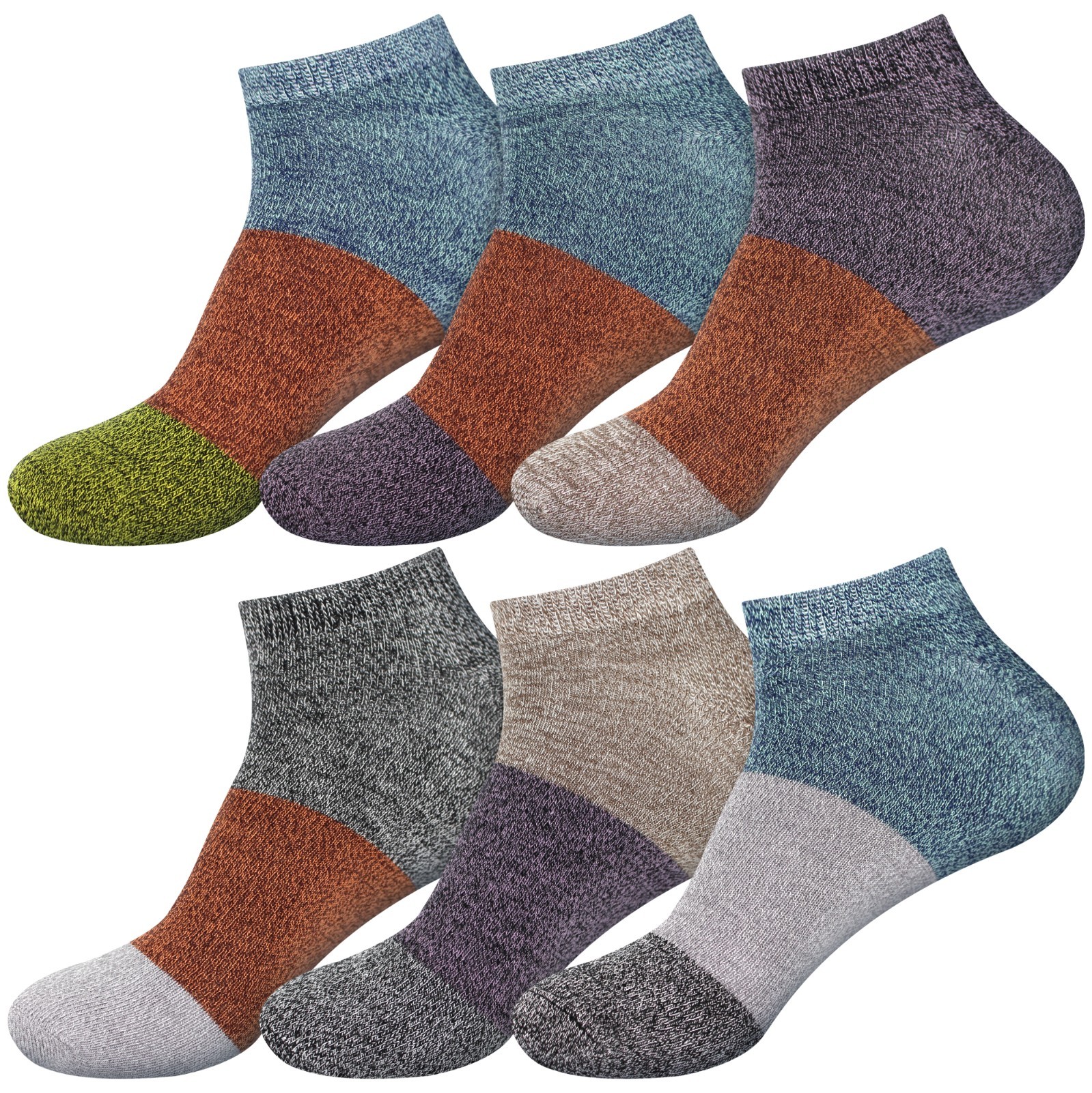 BambooMN Unisex Rayon from Bamboo Classic Casual Ankle Socks Color Block