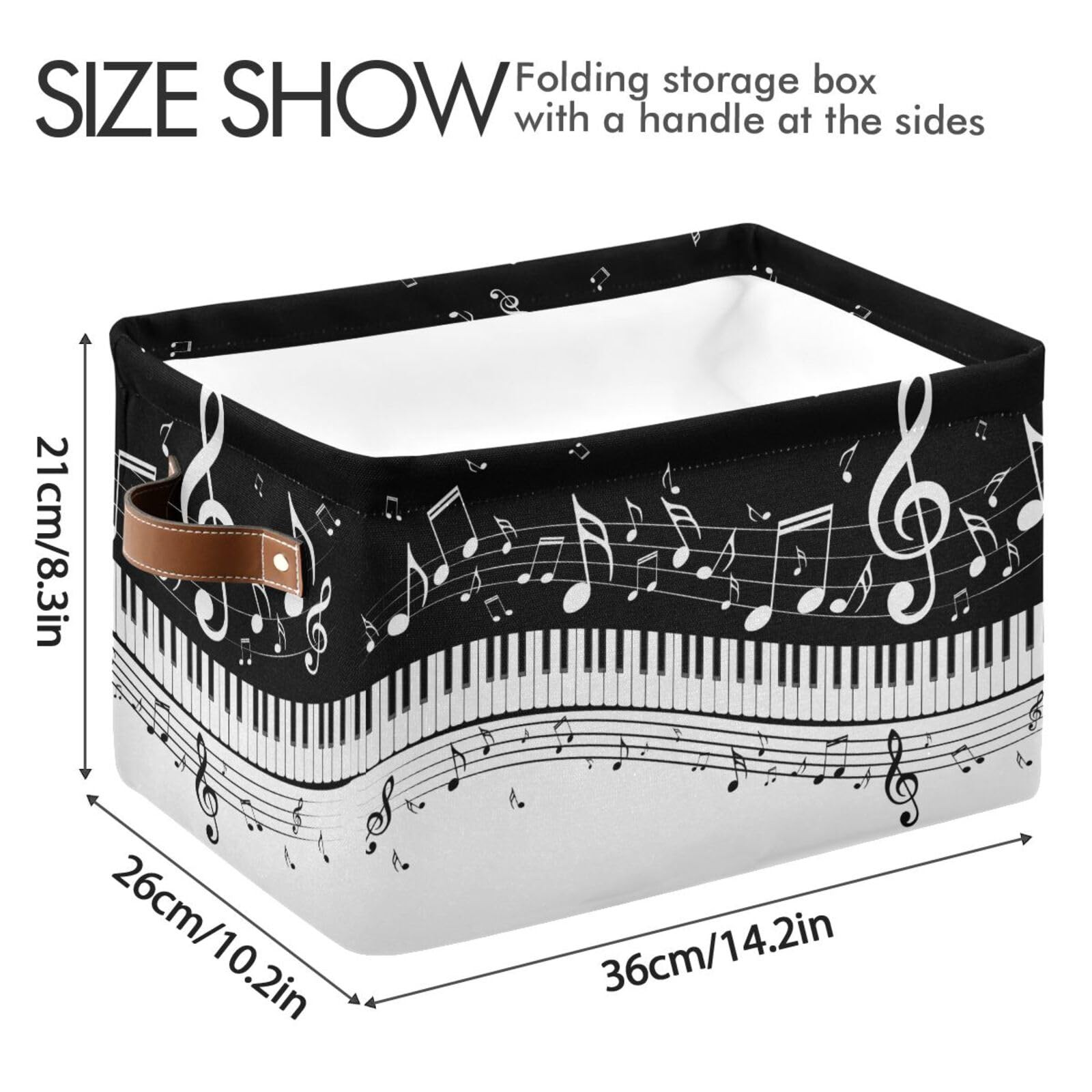 Black White Music Rectangular Storage Basket Organizer Bin Shelf Baskets For Clo