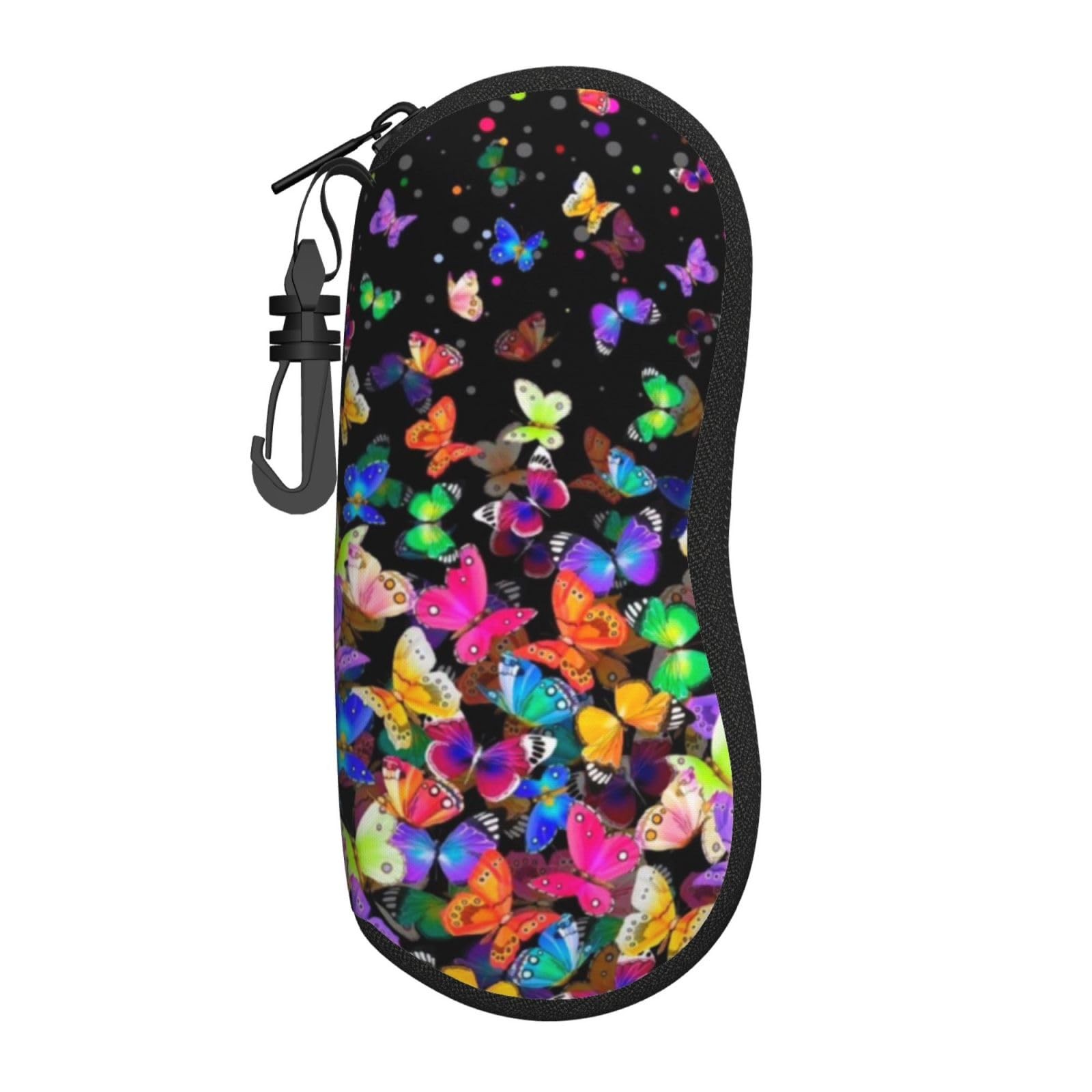 Glasses Case Sunglasses Soft Case Zipper Light Neoprene Colorful Butterfly