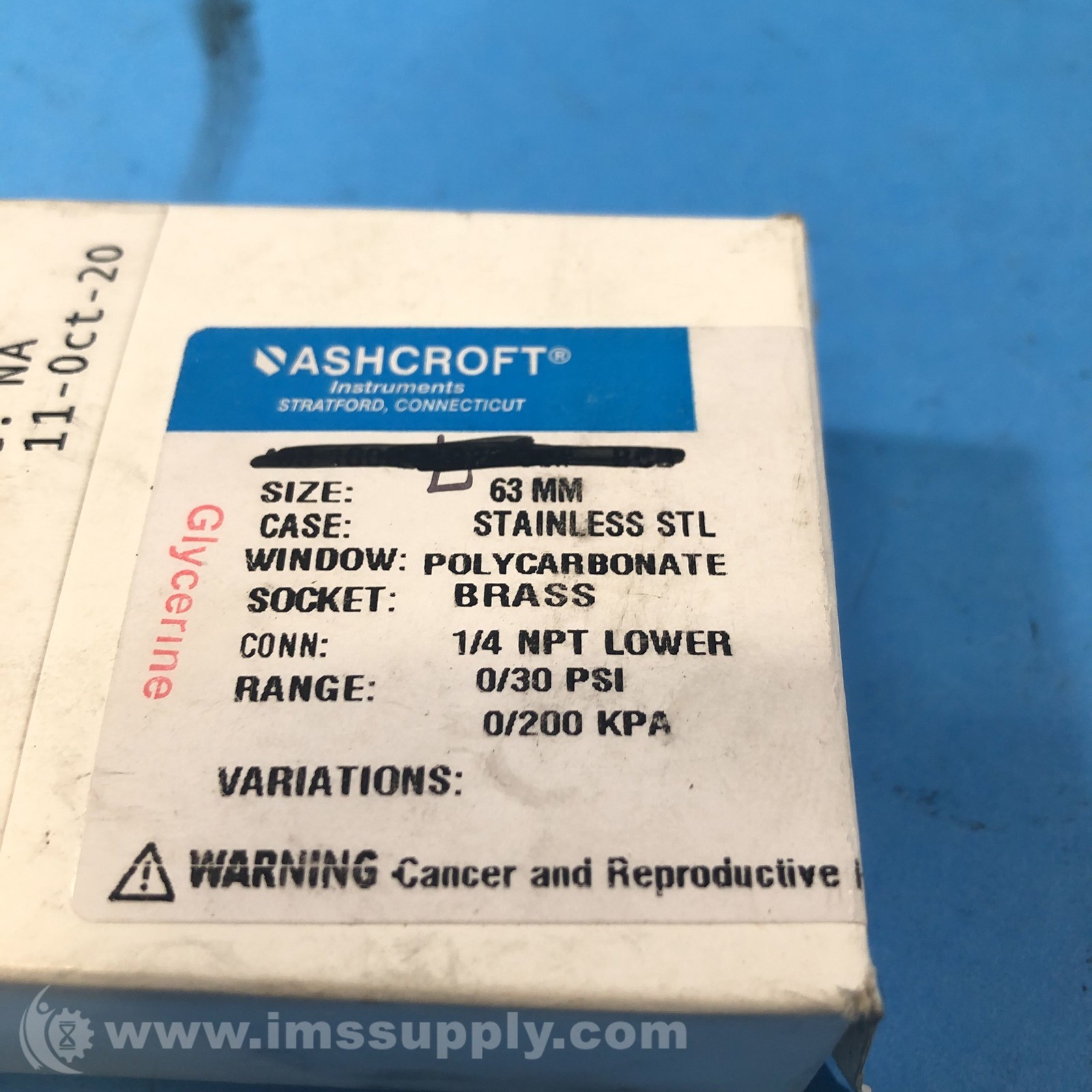 Ashcroft 1008 Pressure Gauge FNIP