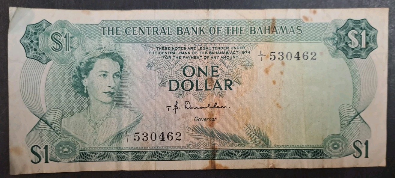 1974 Bahamas 1 Dollar P35a2, L1-530462.