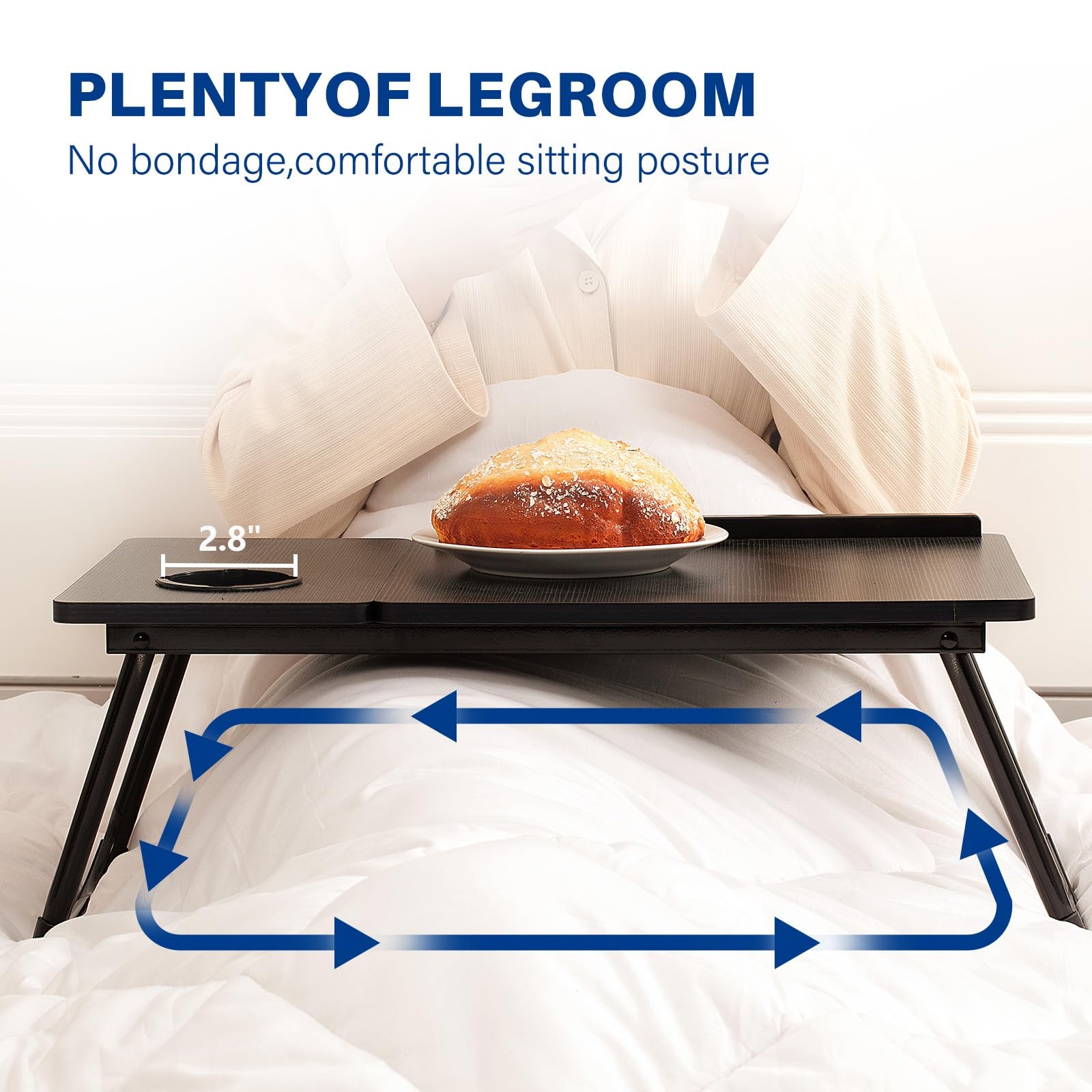 Laptop Desk for Bed Couch, Adjustable Foldable Bed Table with Cup Holder