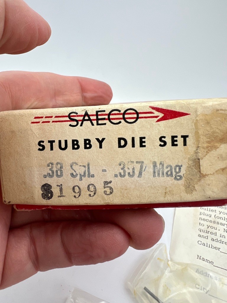 SAECO Stubby Die Set (2) Match Precision Reloading Tool .38 /357 Redding USA