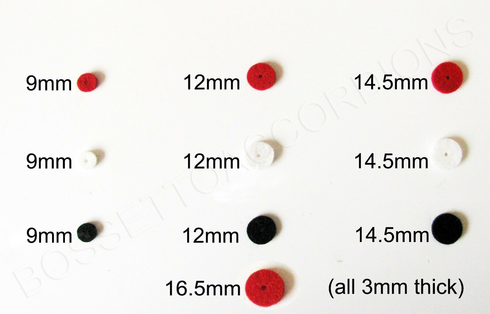 Accordion Buttons Felt Assorted Akkordeon Ersatzteile Import Italy SET of 10