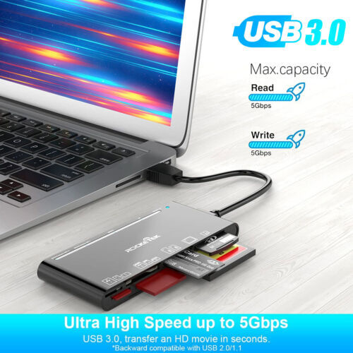 7-IN-1 USB 3.0 Memory Card Reader for PC/Camera 7 Ports for Micro SD SDXC SDHC