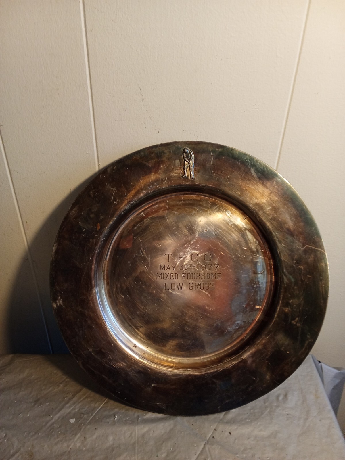1930s Antique TFCC Mixed Foursome Silverplate Wallace Trophy Plate