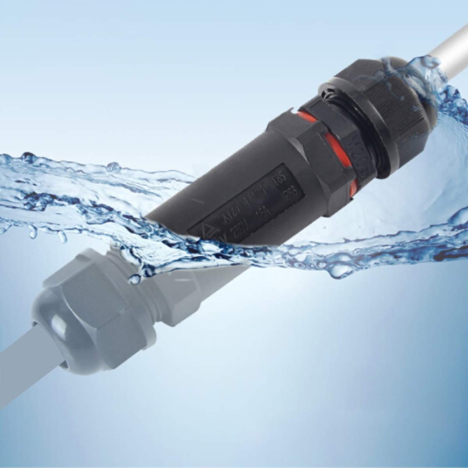 Cable Connector Waterproof IP68 3-Pole for 1-13 mm Cable Diameter, 2 Pieces J...