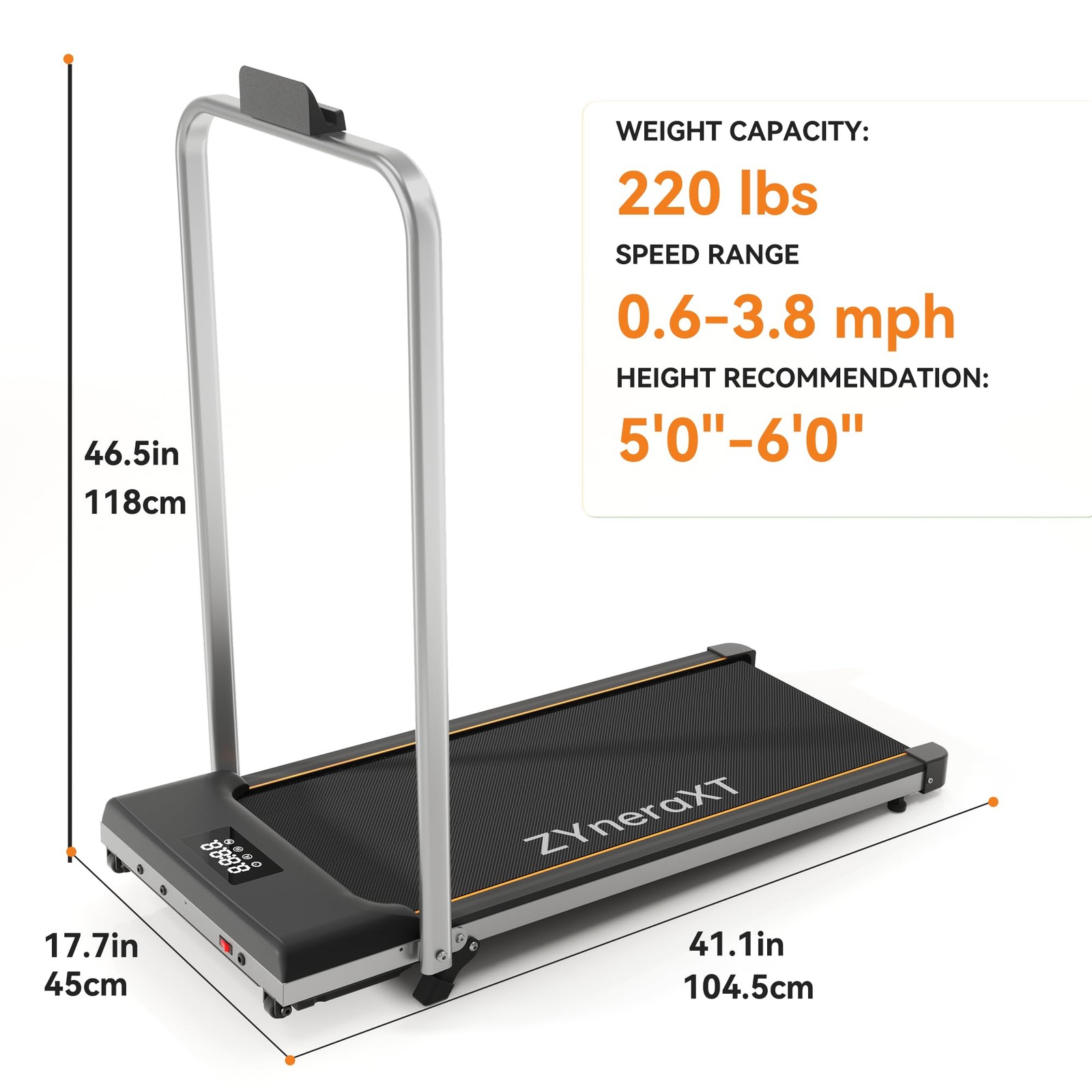 Foldable Walking Pad Treadmill, 2.0HP Motor, LED Display, 220 Lbs Capacity, U...