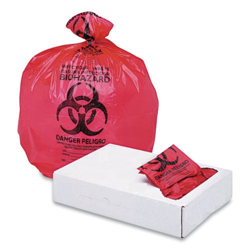 Boardwalk IW2432R 16 gal. Linear Low Density Trash Can Liners - Red (250/CT) New