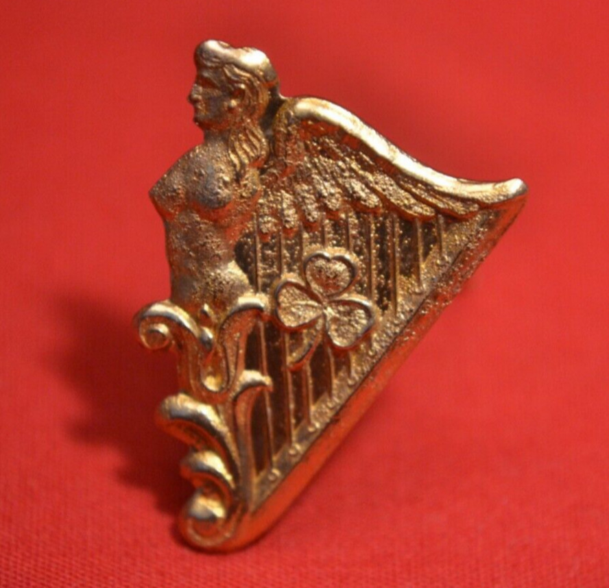 HARD TO FIND!  CIVIL WAR IRISH BRIGADE BRASS GODDESS EIRE HARP INSIGNIA US & CS