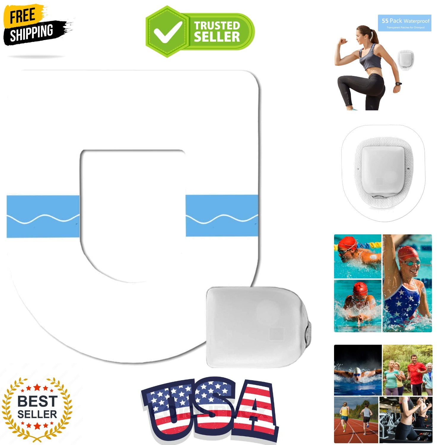 Omnipod 5 Overpatches Waterproof-55 Pack Transparent pod pals, Omni pod 5 Adh...