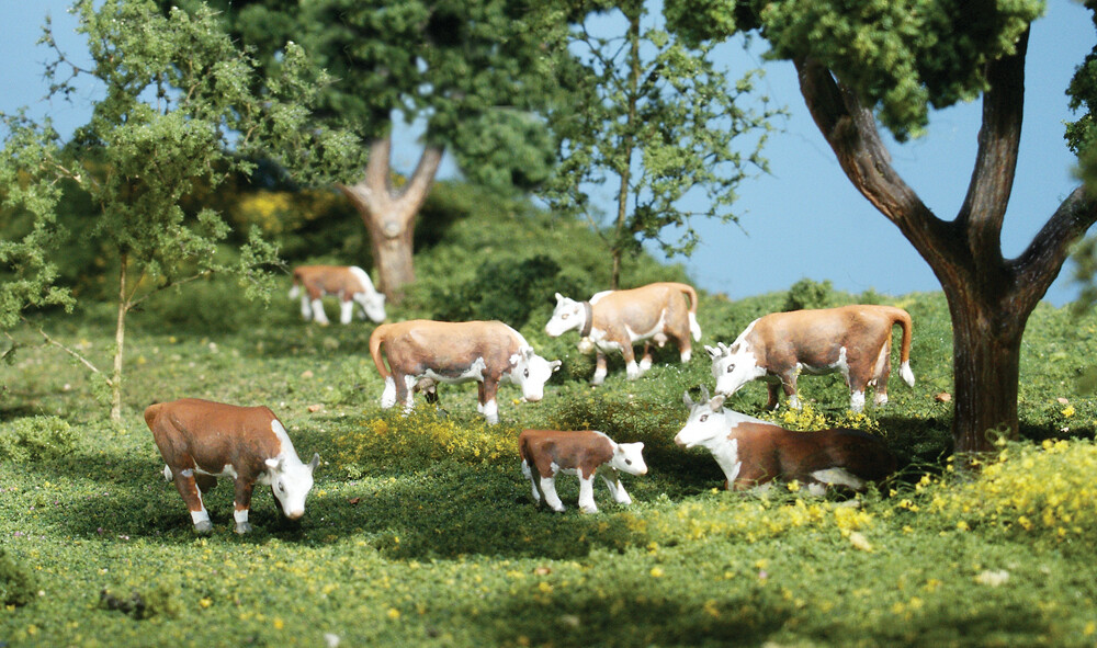 NEW Woodland Scenics Hereford Cows HO Train Figures A1843