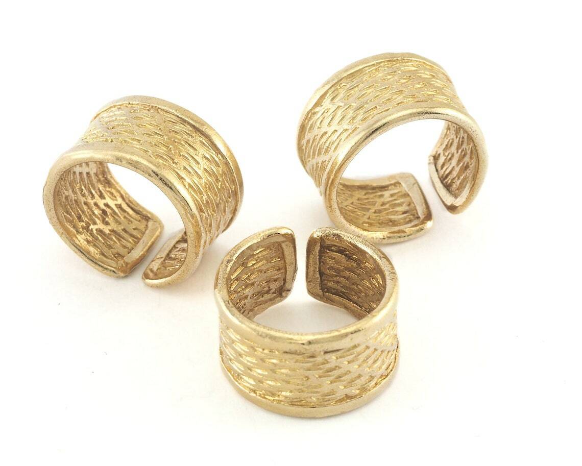 Band Ring Textures Adjustable Ring Raw Brass (17mm 7US inner size) 3255 ring21