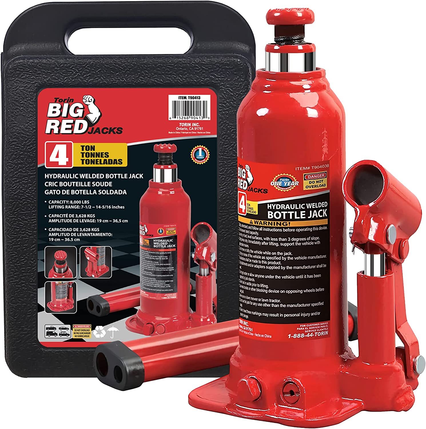 BIG RED 4 Ton Hydraulic Welded Bottle Jack Blow Storage Case, T90413