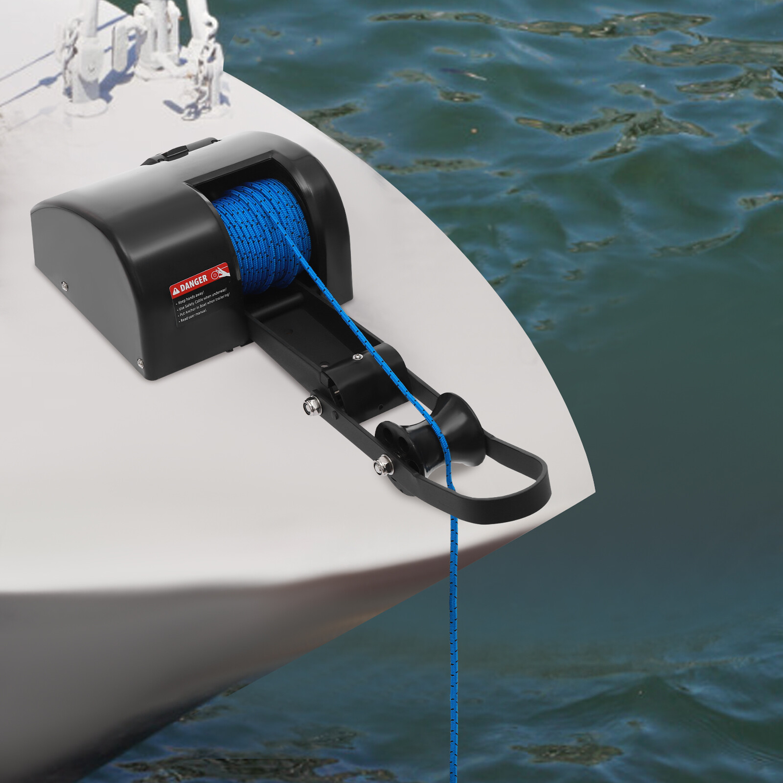 35 Lbs Boat Saltwater Electric Anchor Winch With Wireless Remote Control Black