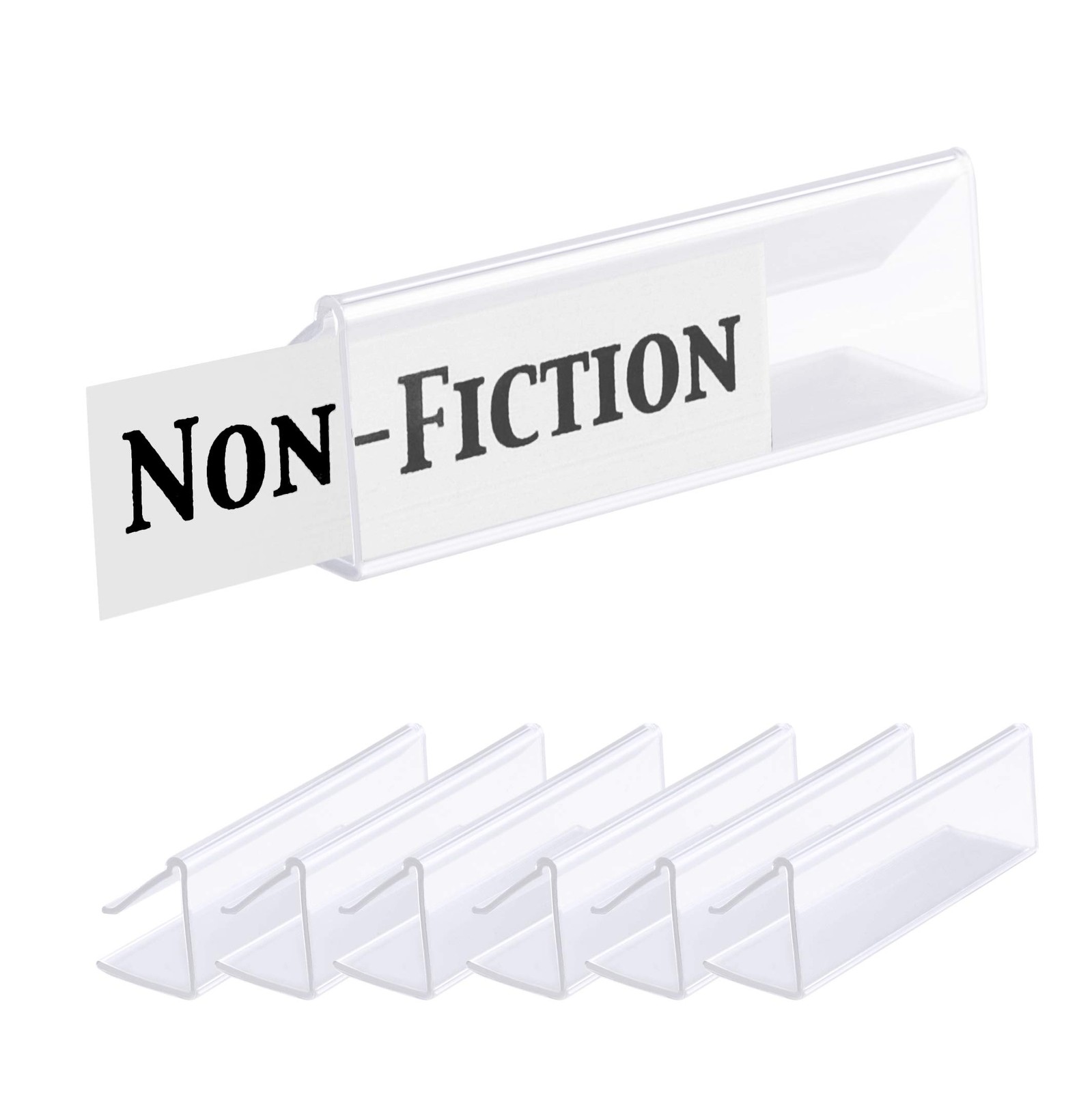 Glossyend Pack Of 25 Clear Plastic Shelf Label Holder, Wood Shelf Sign