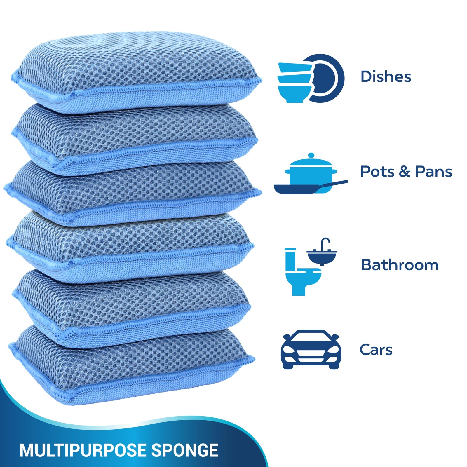 Miracle Microfiber Kitchen Sponge by Scrub-It (6 Pack) - Non-Scratch Heavy Du...