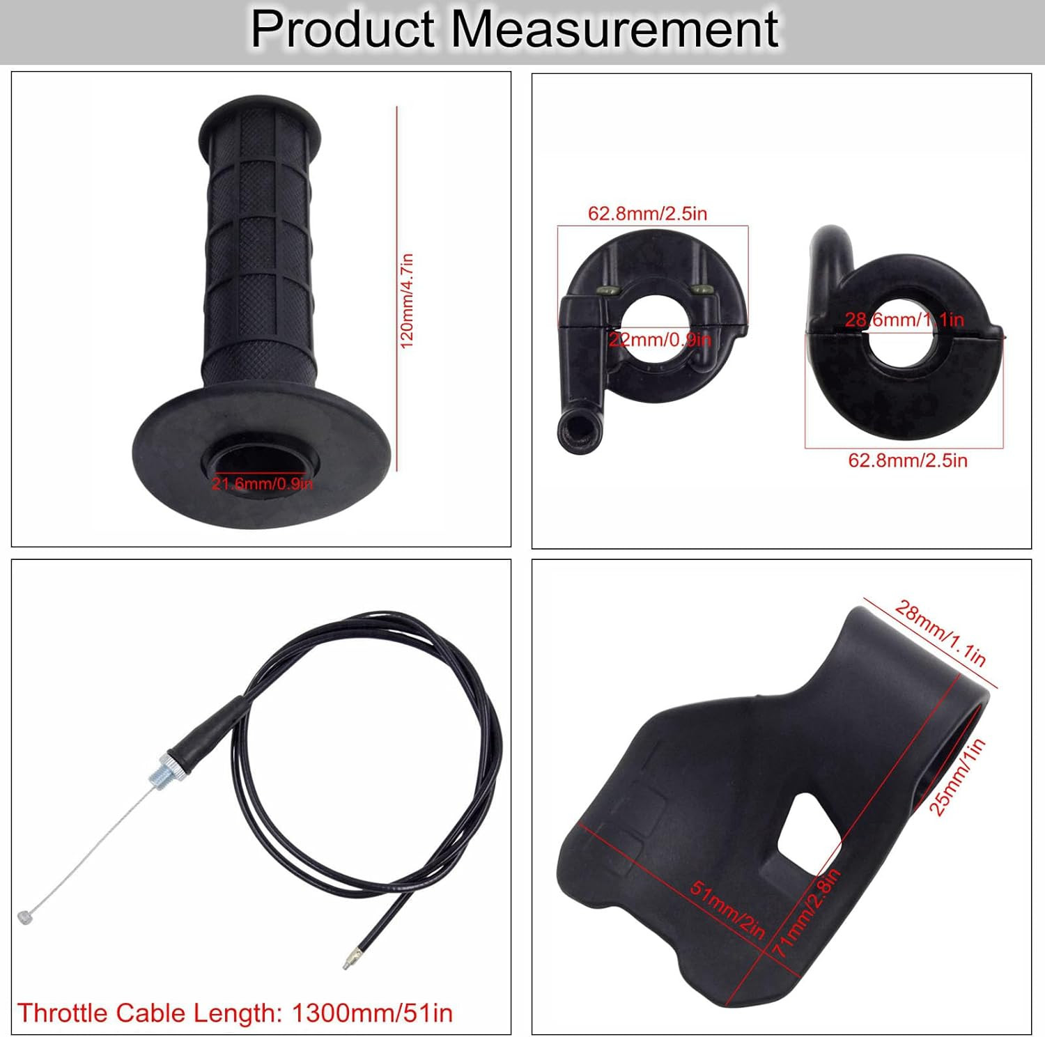 7/8" Throttle Accelerator Handle Grips: Compatible with 50Cc, 80Cc, 90Cc, 110Cc