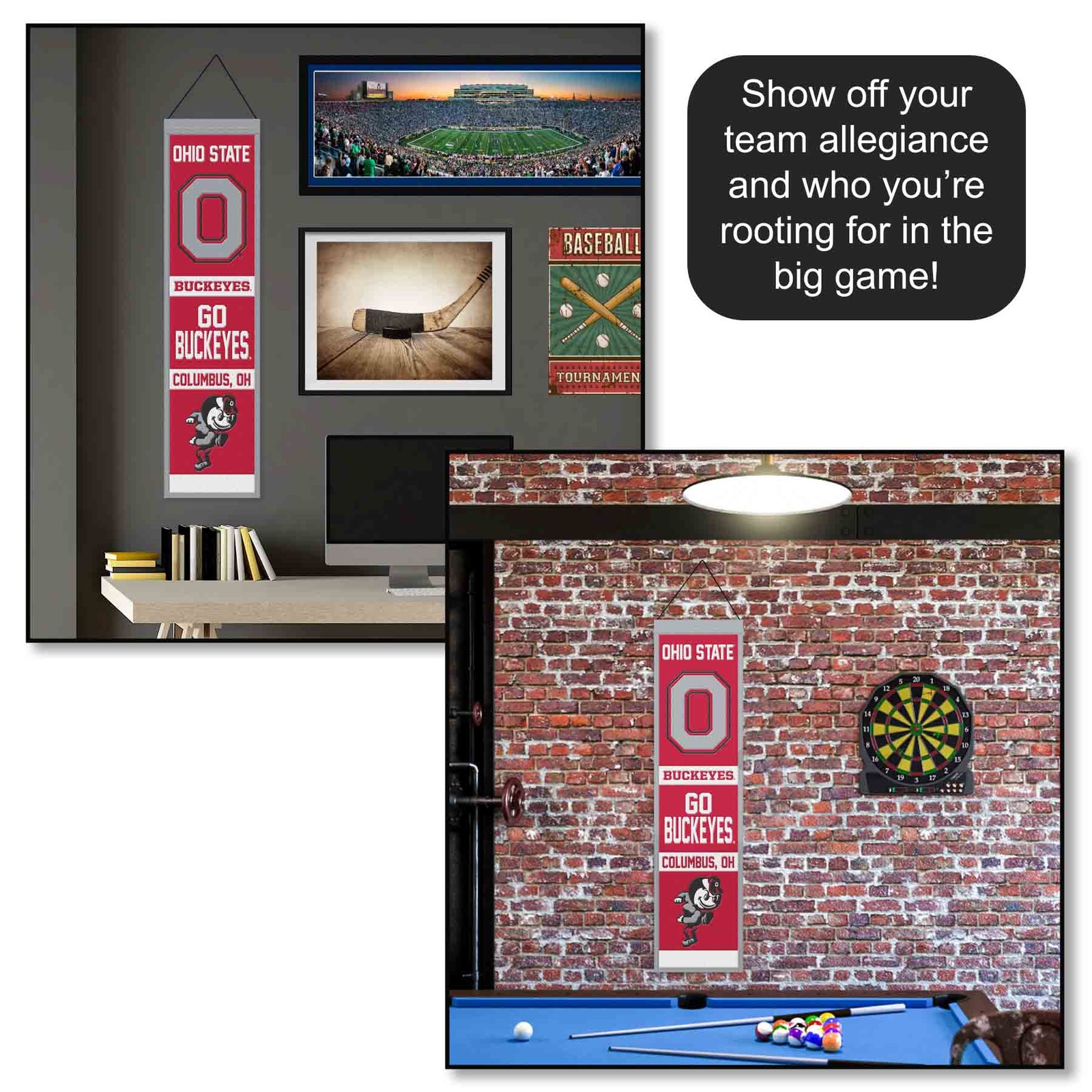 Ohio State Buckeyes Evolution 8x32 Inch Vertical Wool Embroidered Hanging Banner