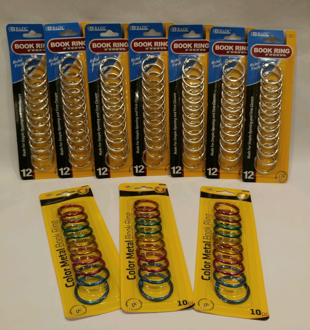 Bazic 1" Nickel-Plated Silver Metal Book Ring Lot x 84 Kaizen 1" Color x 30 114