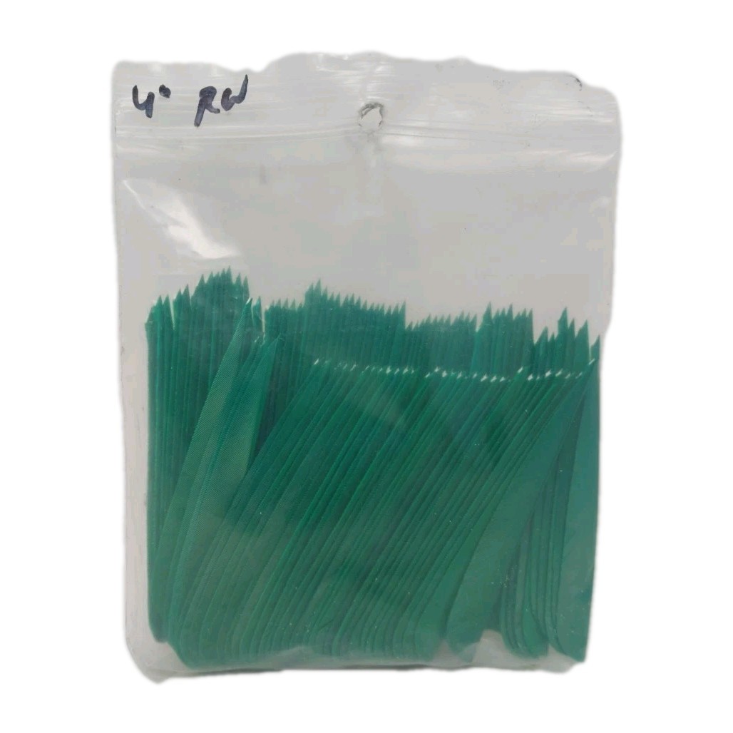 100pk Archery Arrow Feathers 4" Right Wing: Parabolic Forest Green