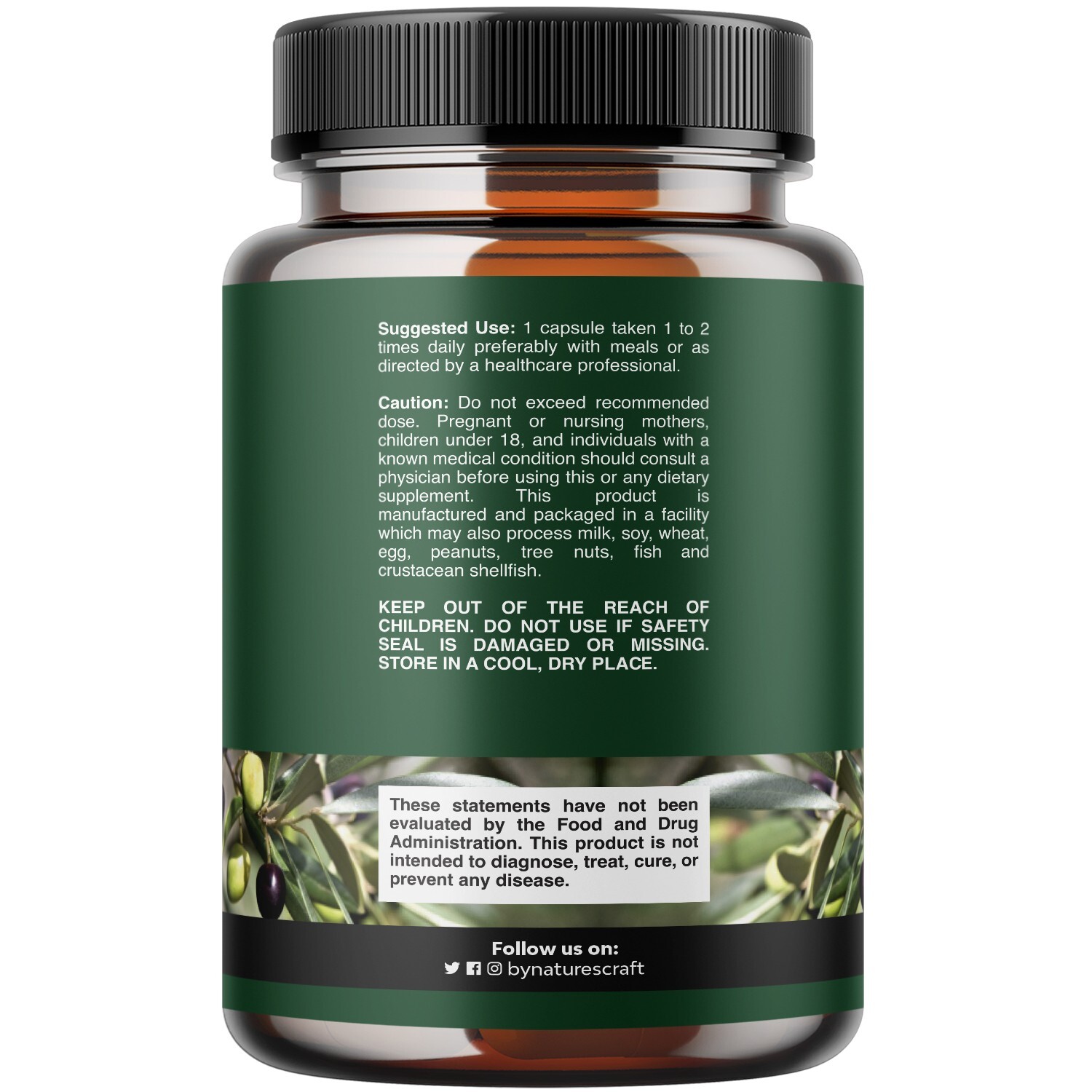 Potent Olive Leaf Extract Capsules - High Strength Antioxidant Supplement 30ct
