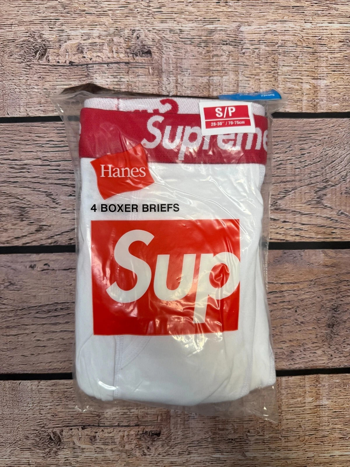 AUTHENTIC | FREE SHIPPING | Supreme Hanes Boxer Briefs | WHITE SIZE S| 4-Pack