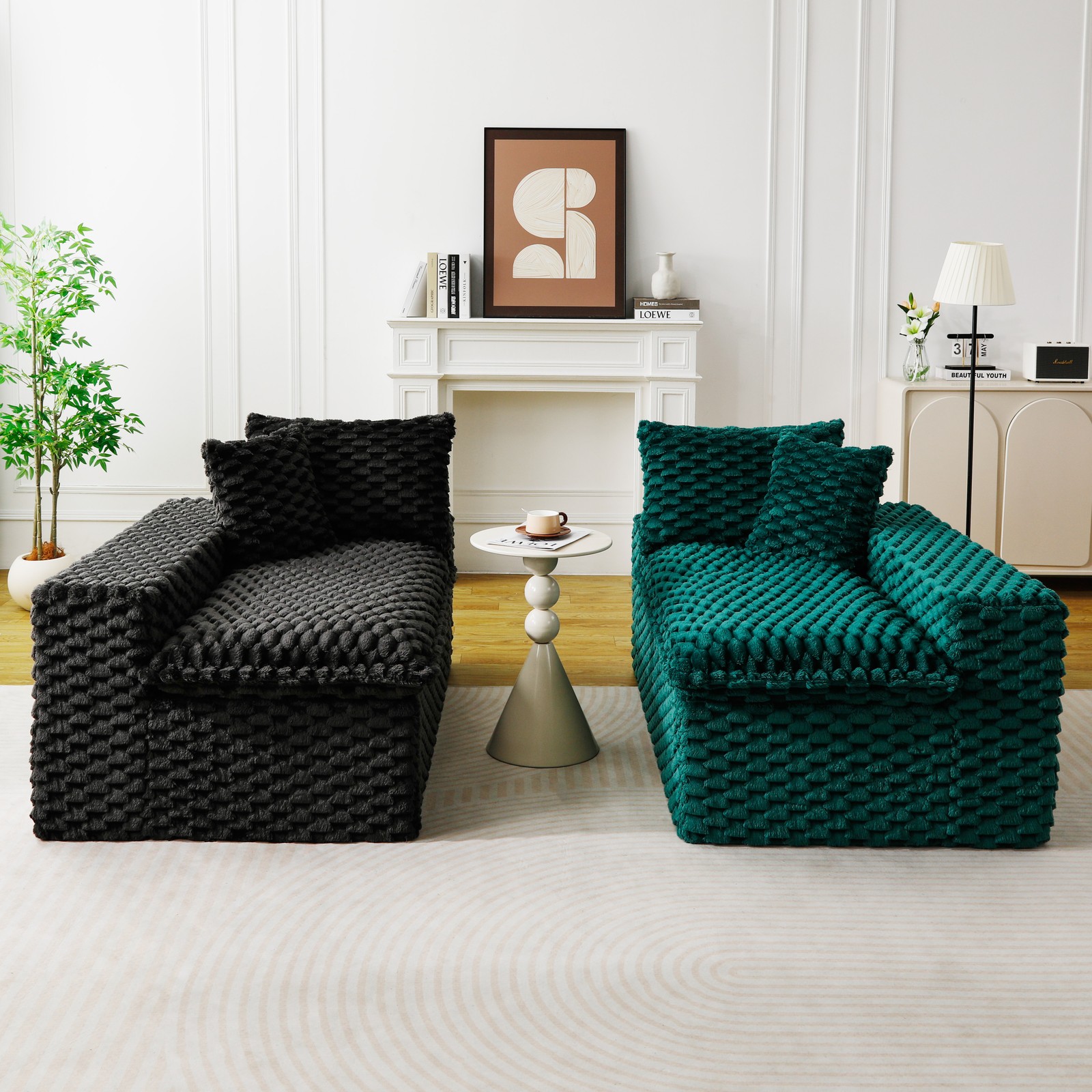 Luxury Color-Block Turtle Velvet Multifunctional Sofa - Arrangeable in Single