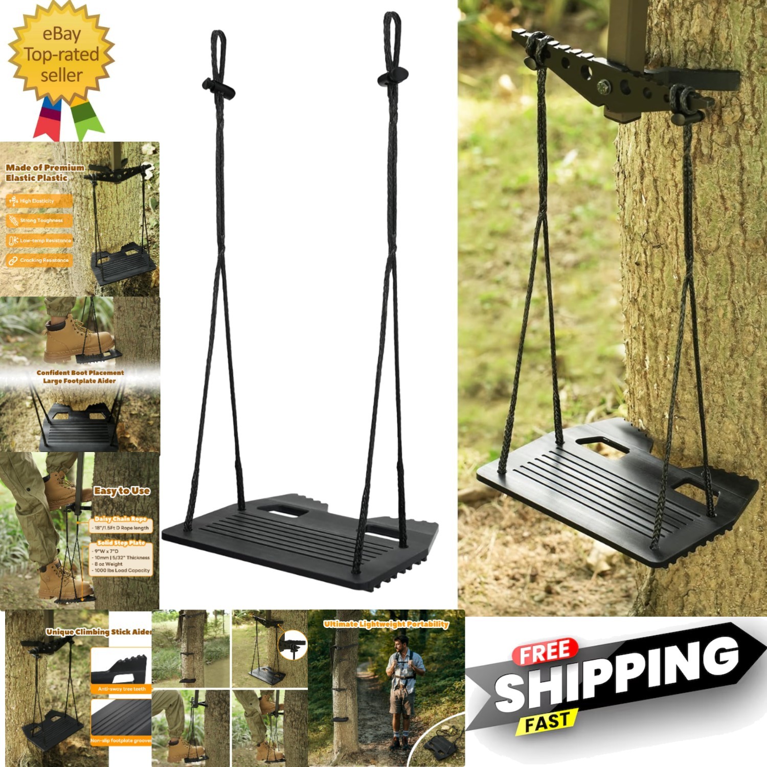Climbing Stick Aider for Hunting, Daisy Chain Single Step Aider, Hand-Braided...