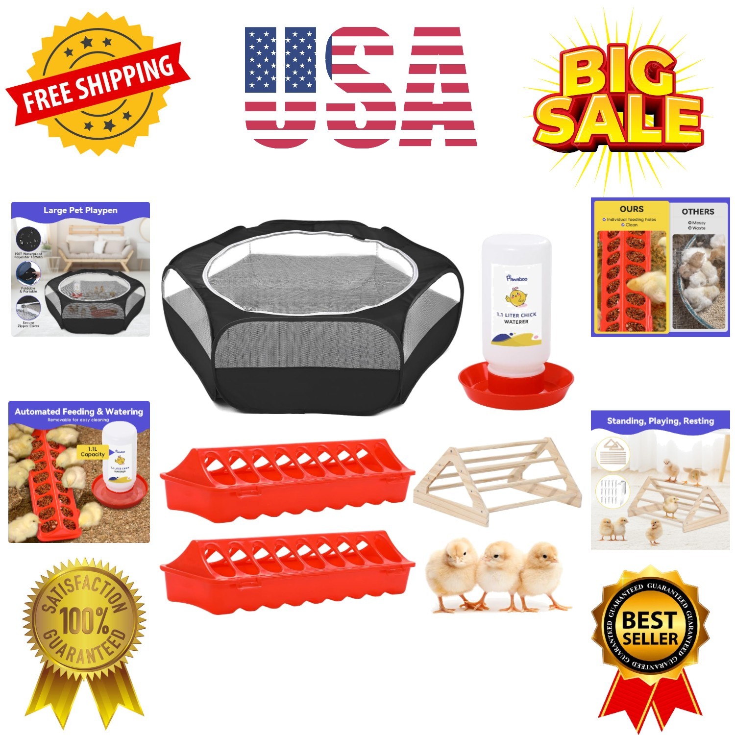 Chick Brooder Box for Chick Starter Kit, Brooder Pen/Chicken Supplies Brooder...