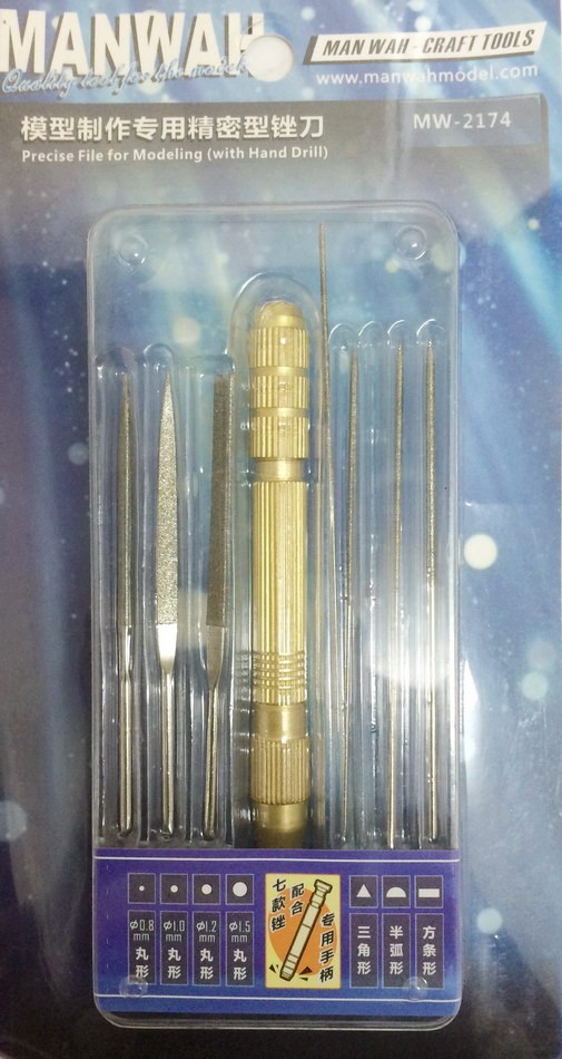 Manwa Precise Files Set with Hand Drill (7 Files+1 Hand Drill)
