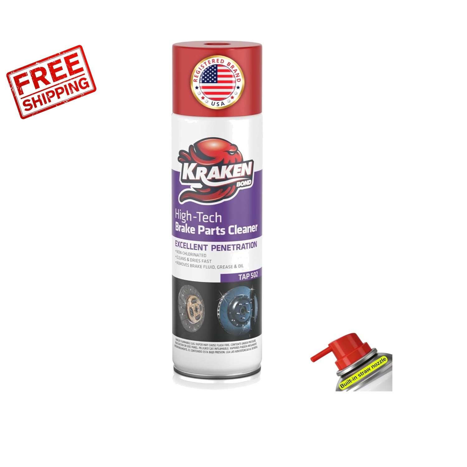 Non-Chlorinated Brake Parts Cleaner Spray - Powerful & Fast Drying 12.3 fl oz