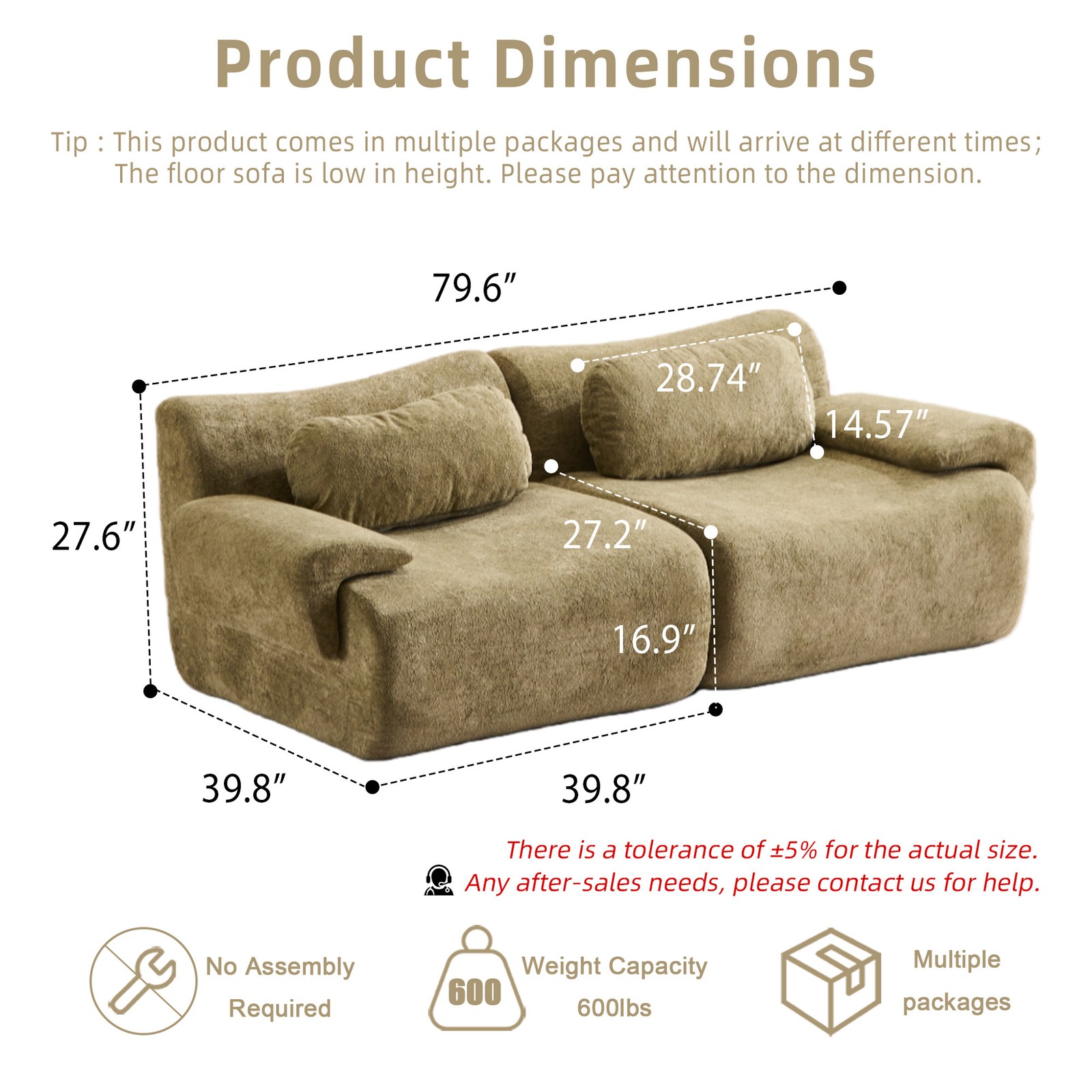 Compression Wave Sofa, Convertible Floor Sofa Bed, Modular Sectional Sofa